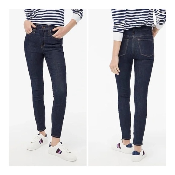 J. Crew Factory 10" High Rise Skinny Signature Stretch Dark Wash Jeans Size 32P - Picture 1 of 14